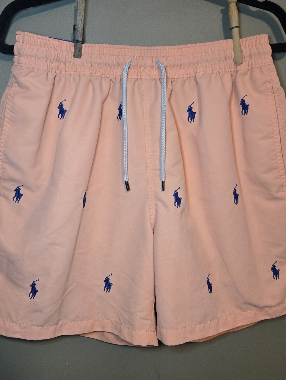 Polo Ralph Lauren Men's Swim Shorts Bright Orange/Peach AOP Ponies Size  Medium